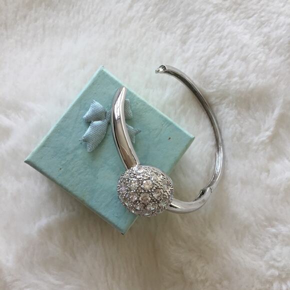 Silver Large Crystal Burst Bangle - Picture 3 of 8